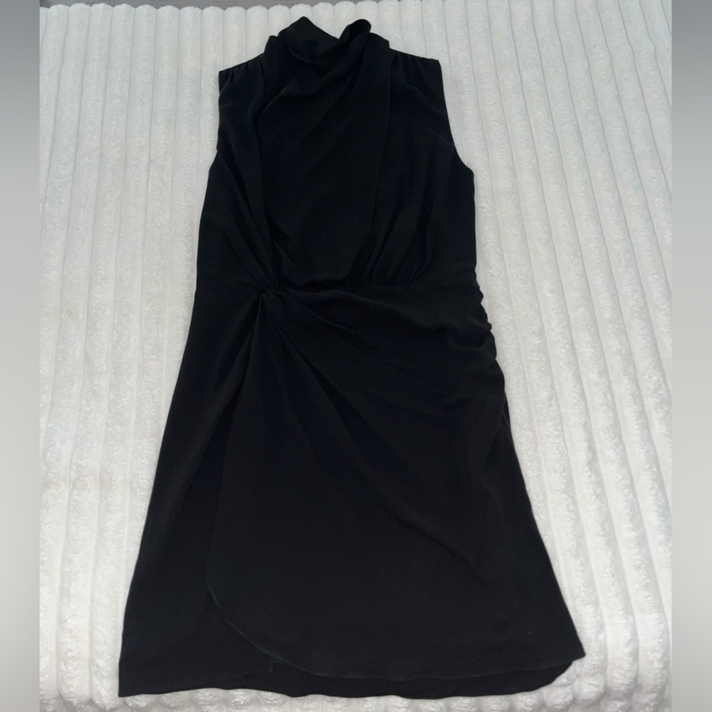 Haute Hippie Black Sheath Mock Neck Backless Mini Cocktail Dress Size L - Picture 9 of 12